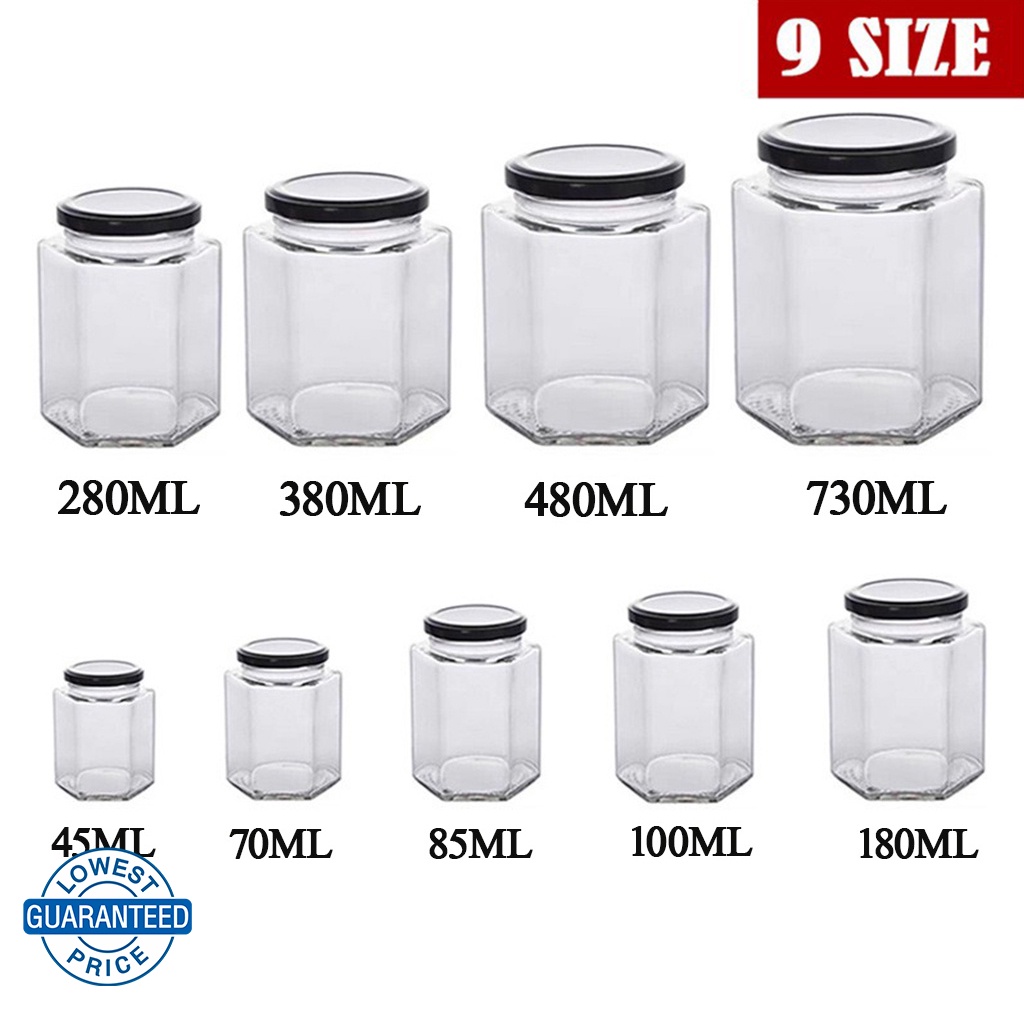 Clear Glass Jar Container With Black Lid Kitchen Spice Storage 45 730ML   B194cc8f45c5545dded4bd94735b73ca