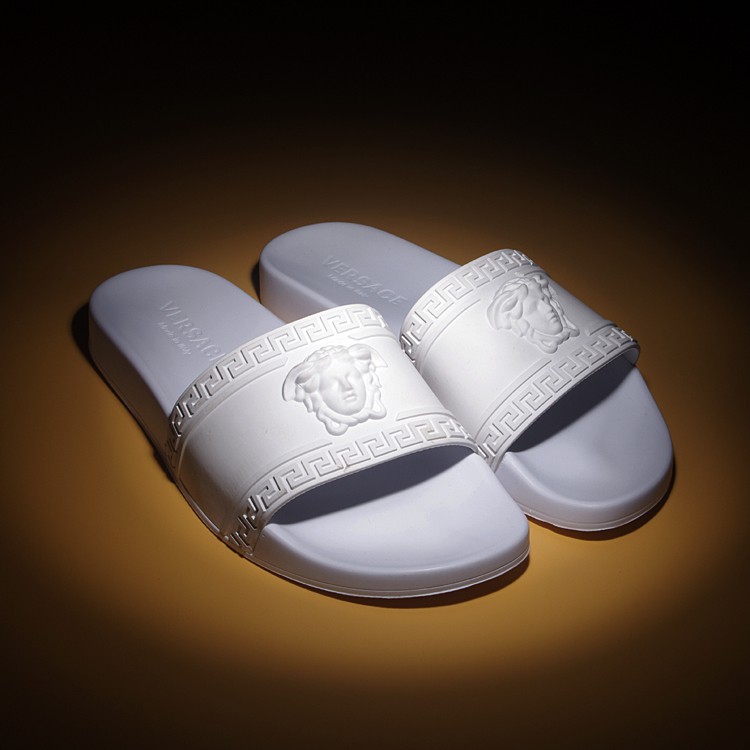 white versace sandals