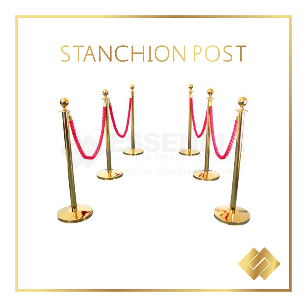 Hotel STANCHION SET Railing Stand Crowd Control SET(2 POLES + 1 ROPE ...