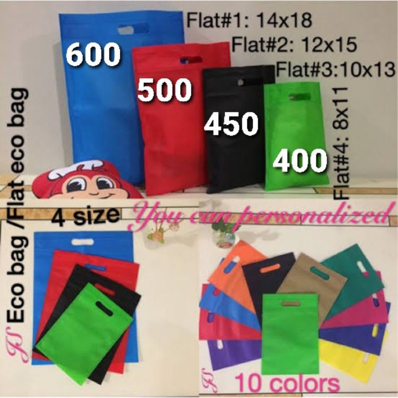 (100pcs) Flat ecobag / Flat hand bag / Punch Hole eco bag