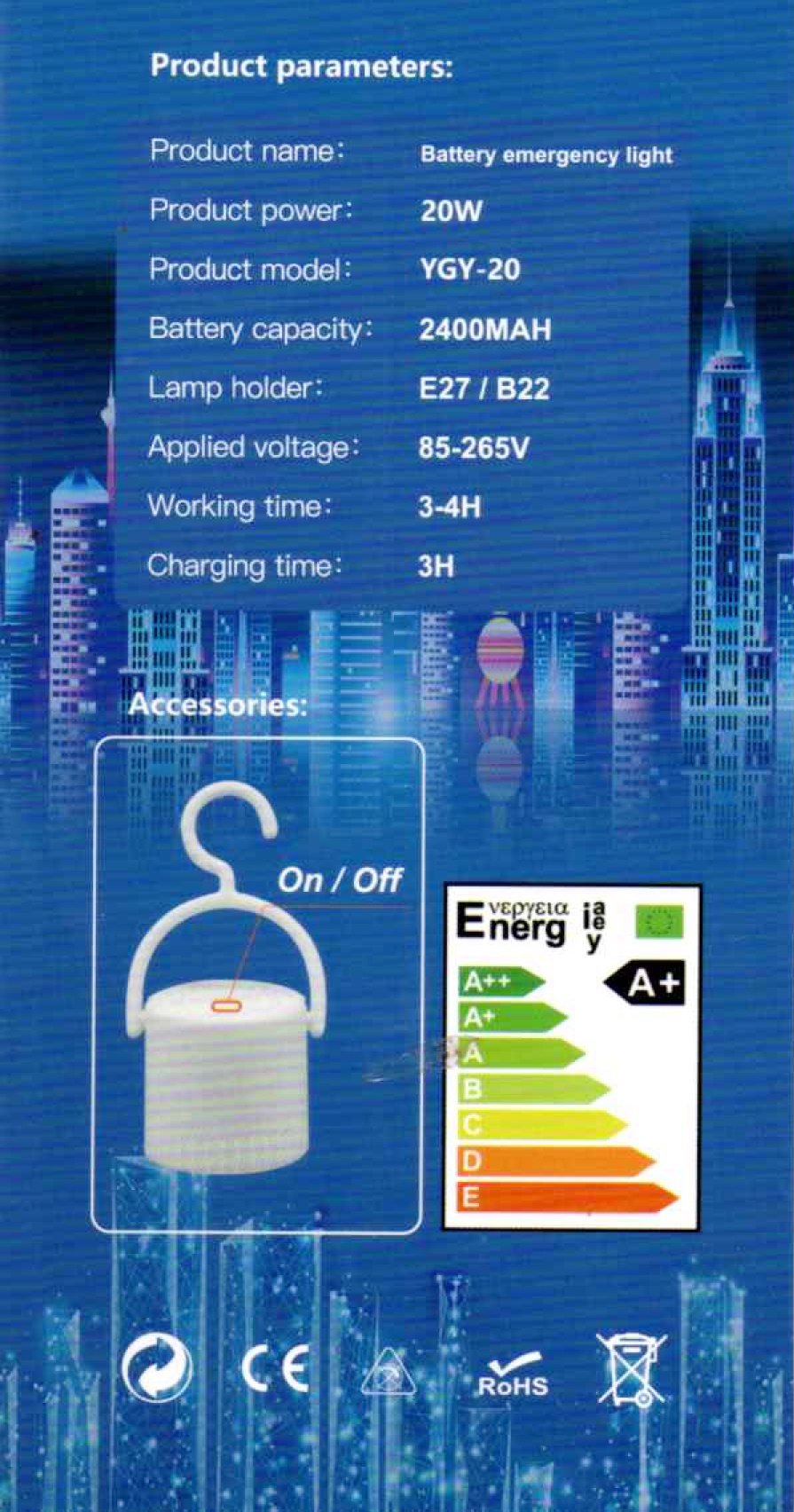 Yeesolar 20W MultiFunction LED Bulb Battery Backup Emergency Light