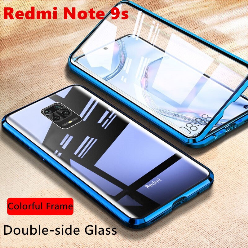 Full Magnetic Case For Redmi Note9s Note9 360 Full Protective Double Glass Hard Metal Bumper 9723