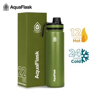 AQUAFLASK (22oz) Wide mouth w/ spout lid Vacuum Insulated Stainless ...