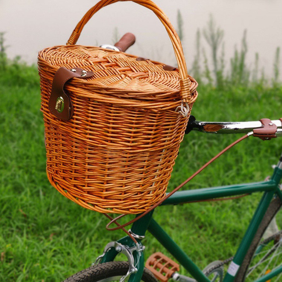 wicker front bike basket