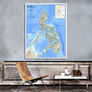 ∏Philippines Map--Large Asia Southeast Map Poster Prints Wall Hanging Art Background Cloth Wall Deco #4