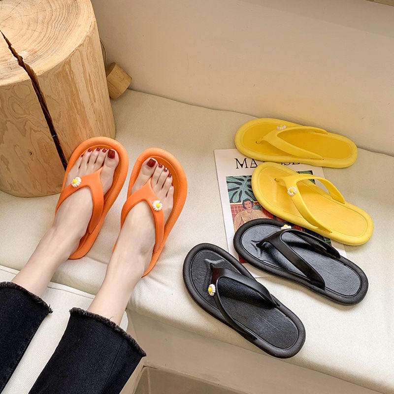 AL 027 Womens Summer Slipper Flower Design Korean Flat Slippers Slip