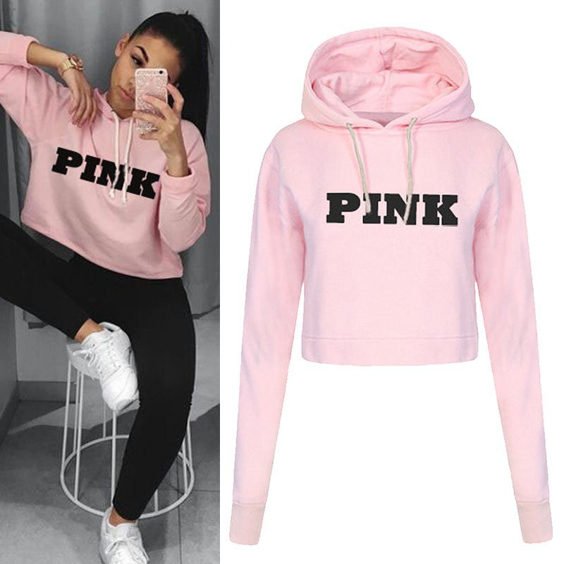 pink crop top hoodie