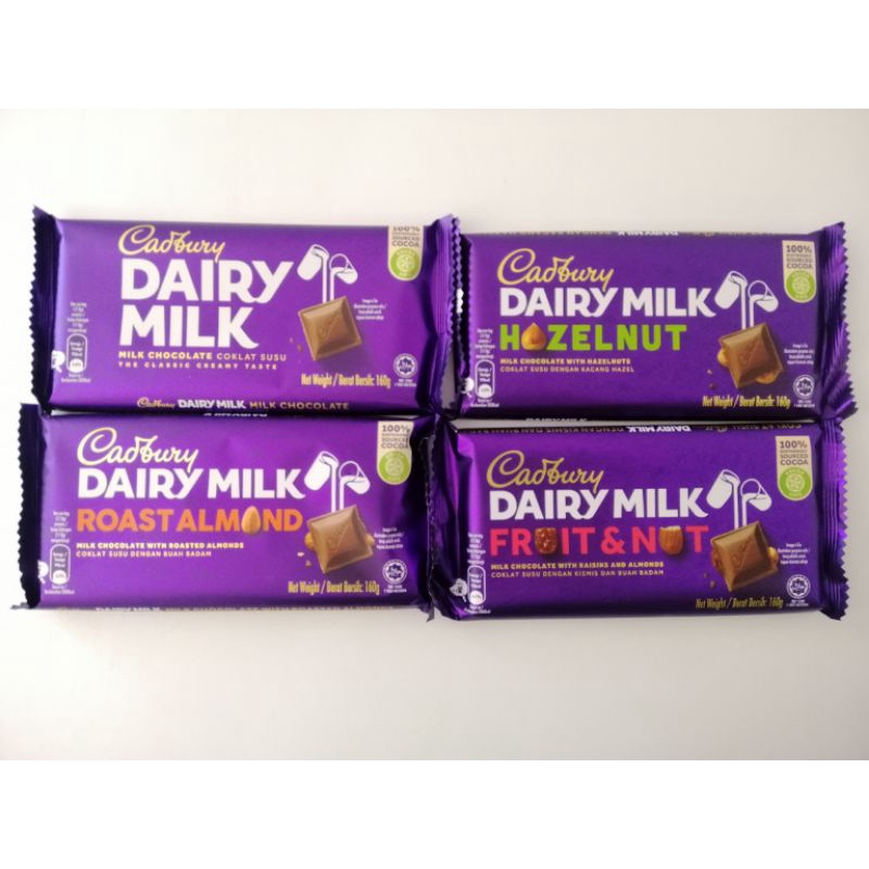 Cadbury Dairy Milk 160g Milk Chocolate/ Hazelnut/ Fruit & Nut/ Roast