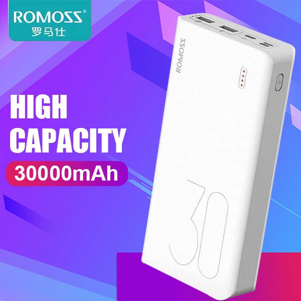 romoss sense 8 30000mah qc type c power bank white