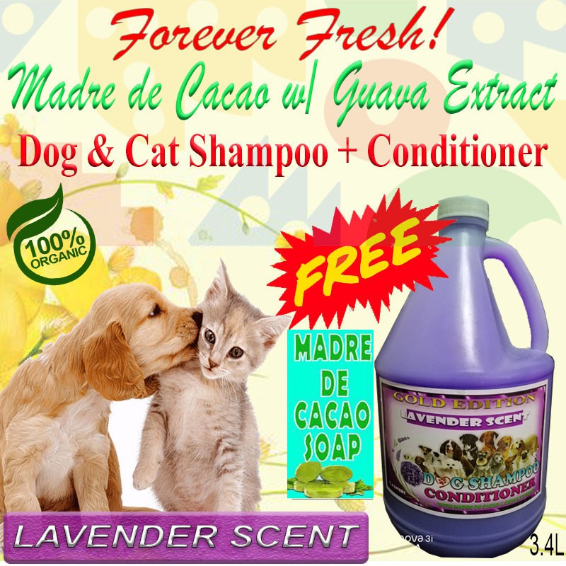 1 gallon Lavender Madre de Cacao w/ guava extract dog & cat shampoo+conditioner free soap #1