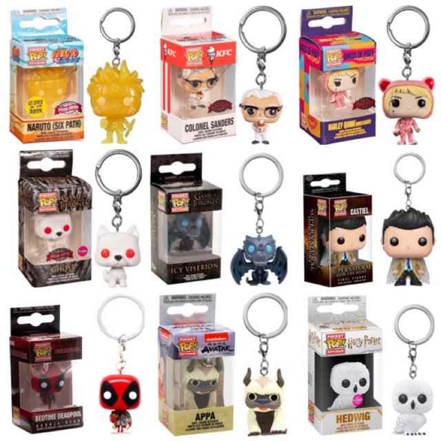 Funko POP! Keychain (Naruto, KFC, Harley Quinn, Ghost, Icy Viserion ...