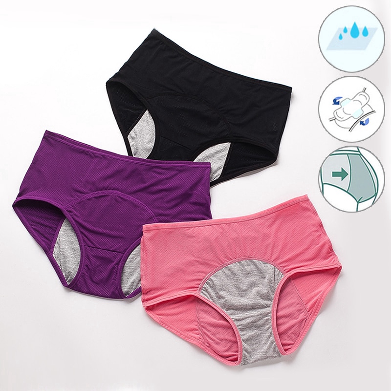Cotton Menstrual Panties Women Sexy Briefs Leak Proof Incontinence Underwear Briefs High Rise 