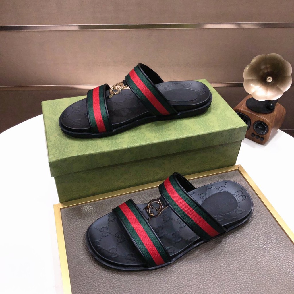 Original Gucci Classic Casual Black slippers For Men | Shopee Philippines