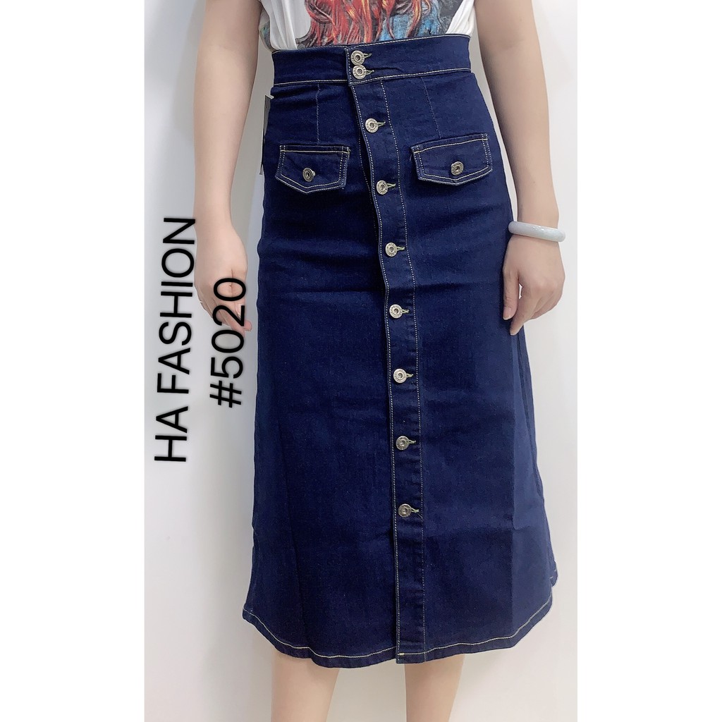 elastic denim skirt