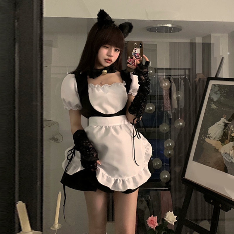 Cosplay maid outfit. A full set of maid uniforms. Daily lolita. Puff sleeve  dress. Little wild cat in a sexy little skirt. Short sleeve dress | Shopee  Philippines