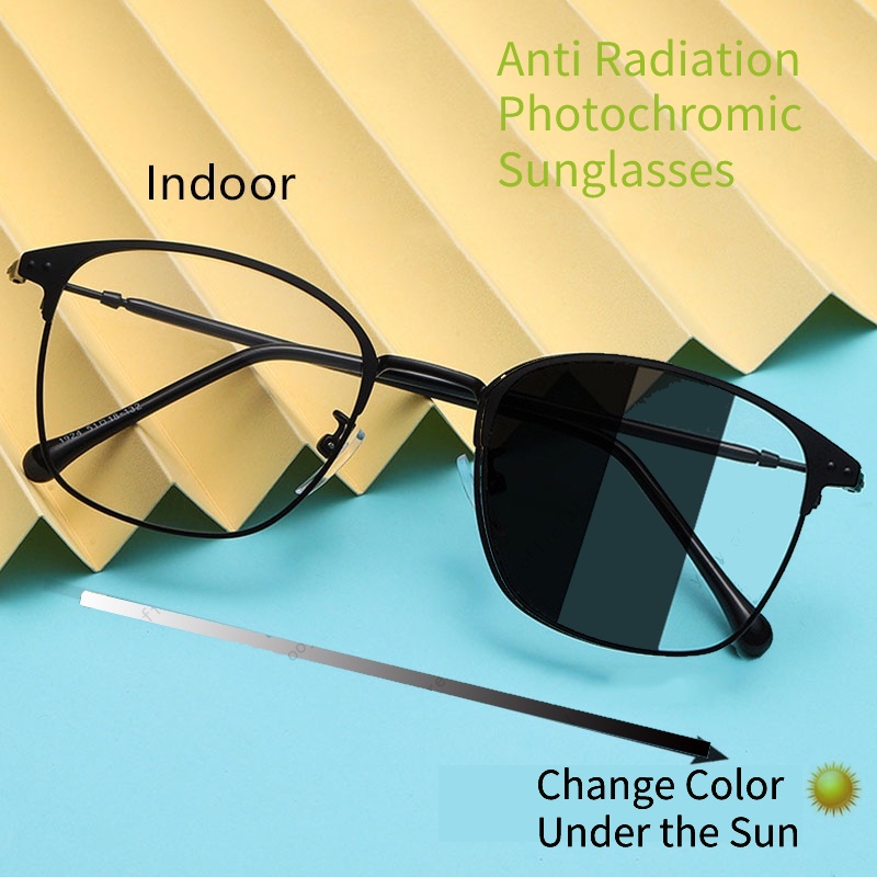 Anti Radiation Photochromic Eyeglasses Square Frame Sunglasses For Men ...