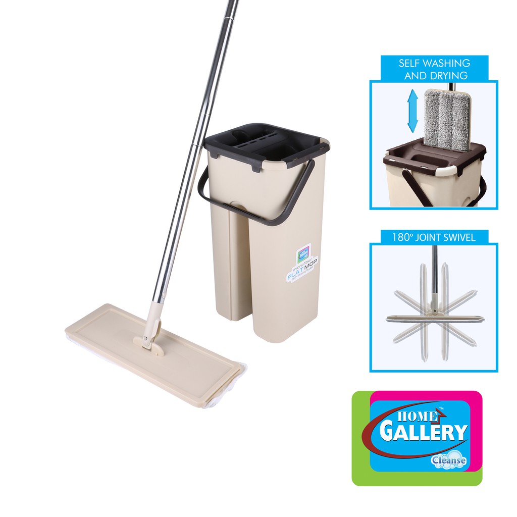 Home Gallery Microfiber Flat Mop Set with Self Cleaning Bucket (Small