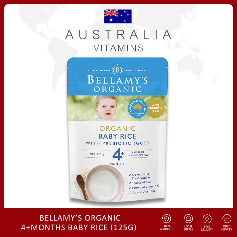 bellamy's organic baby rice with prebiotic