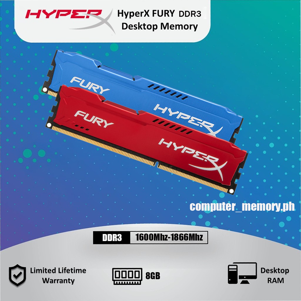 KINGSTON HyperX FURY DDR3 16GB 2x 8GB 1866 MHz PC3-14900 Kingston Hyperx PC3-14900 DDR3 16GB