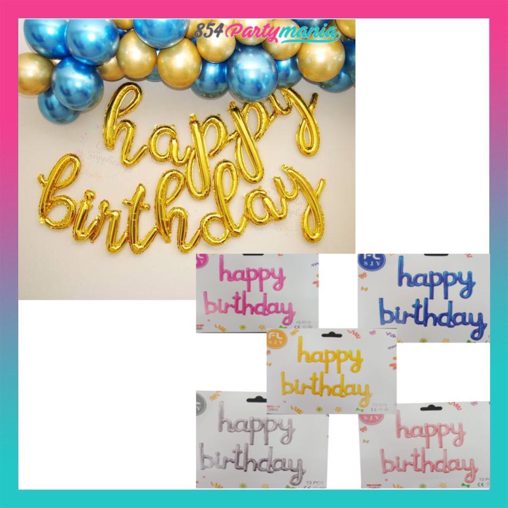 Happy Birthday Letter Foil Balloon Cursive 16