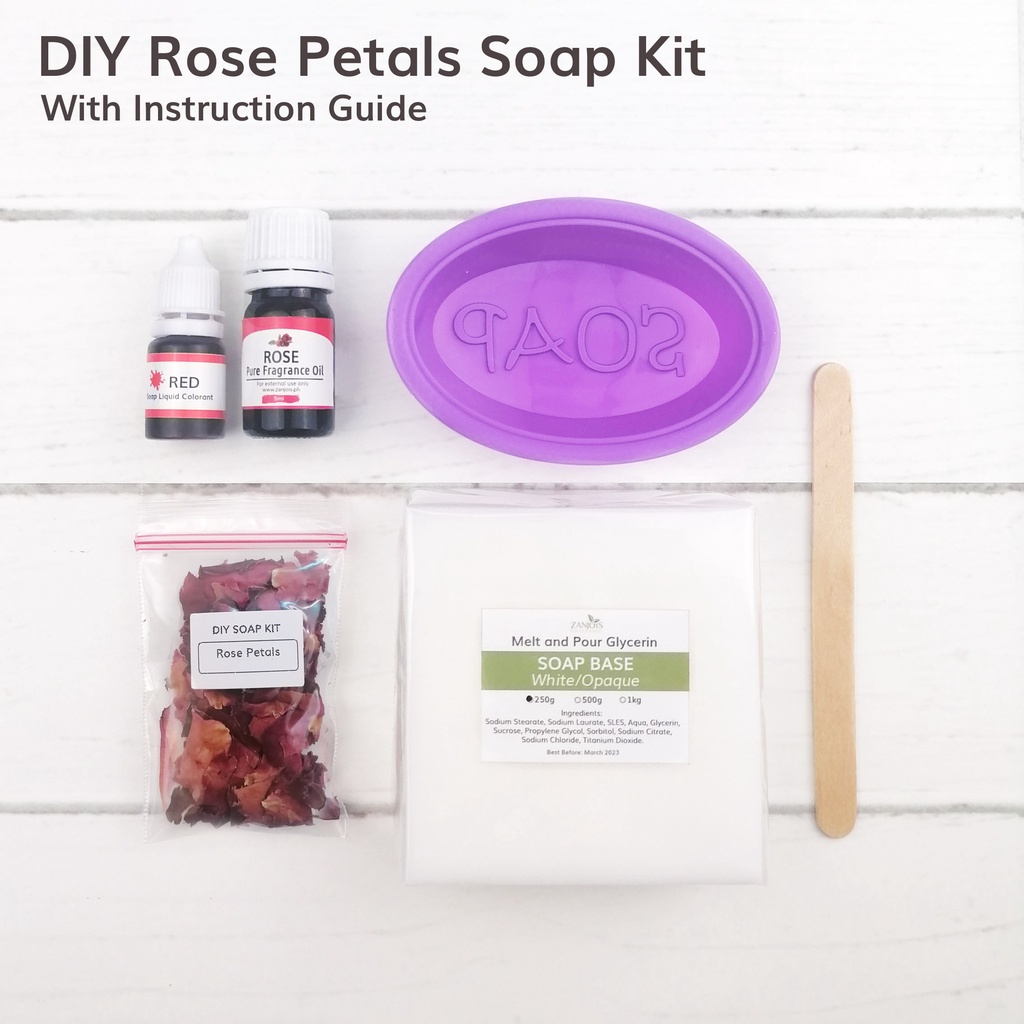 DIY Rose Petals Soap Kit (Melt and Pour Soap) Glycerin Soap Base DIY