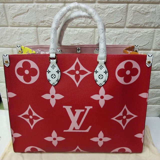 louis vuitton red tote bag