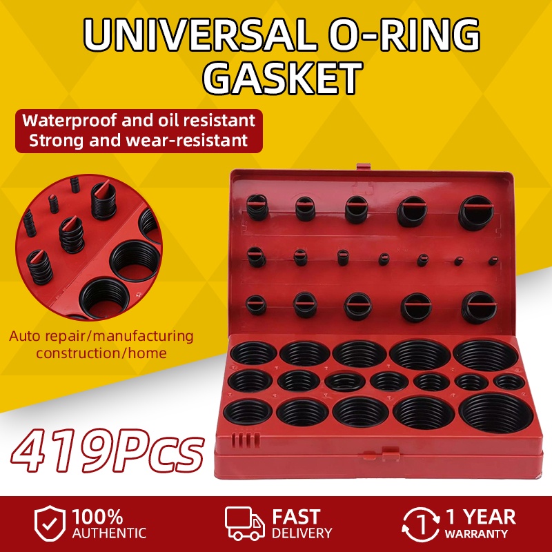 419pcs O Ring Assortment Set Seal Gasket Universal Rubber O Ring Kit R01 R32 Shopee Philippines 