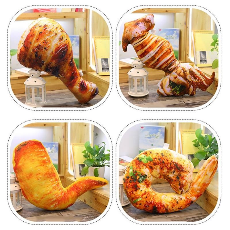 Novelty Simulation Food Pillow Toy Grilled Fish Chicken Leg Plush