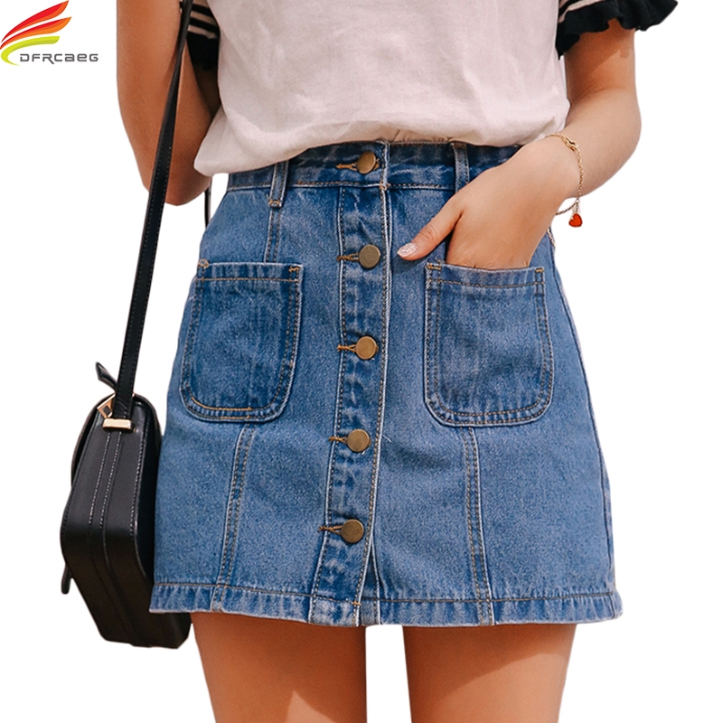 jean skirt with buttons