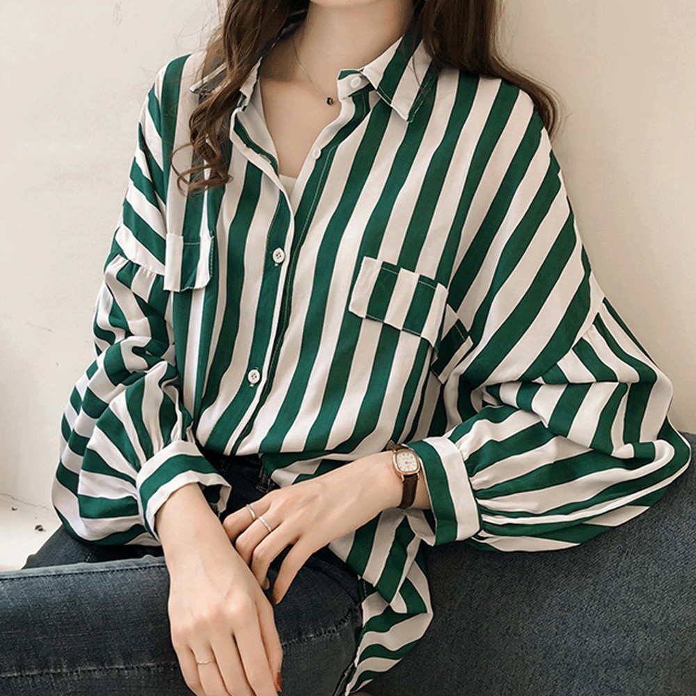 baggy striped long sleeve shirt