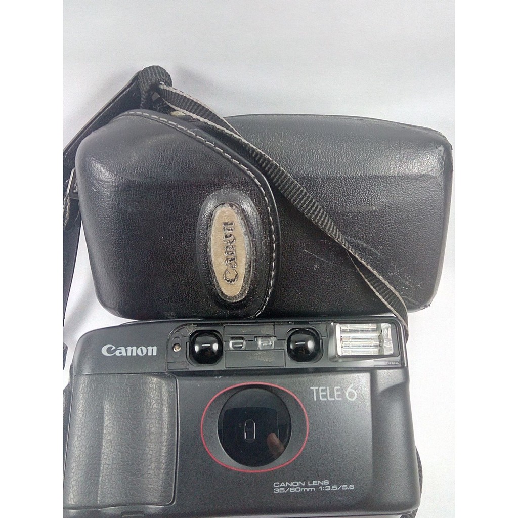 Canon Autoboy tele 6 with orig pouch and strap film camera 
