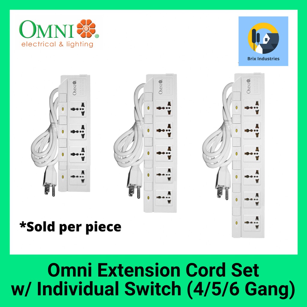 Omni Extension Cord Set Individual Switch 4 5 6 Gang Wed 340 Pk Wed 350 Pk Wed 360 Pk 1 m Shopee Philippines