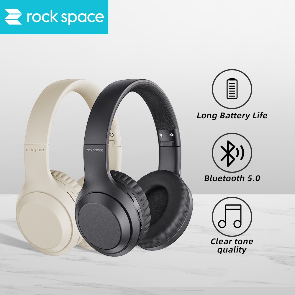 Rock Space O2 Wireless Headphone Bluetooth Foldable Headset with Built ...