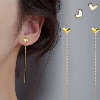 18K Gold Heart Tassel Earrings Women Gold Plated Piercing Earings Long Chain Dangling Earrings Trendy Stud Hypoallergenic Earrings【BESLA】