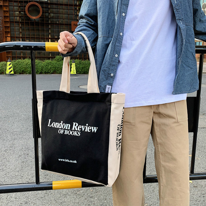 On Sale Ulzzang Korean Fashion Canvas Boys Big Capacity Men Tote Bag
