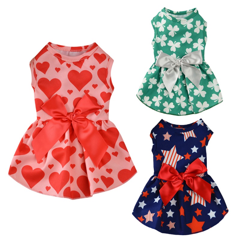 Polyester Clover Printed Pet Princess Sundress Printing Multicolor Pet Dress Cute For Small Medium Dog Cats Pet Dressing #1