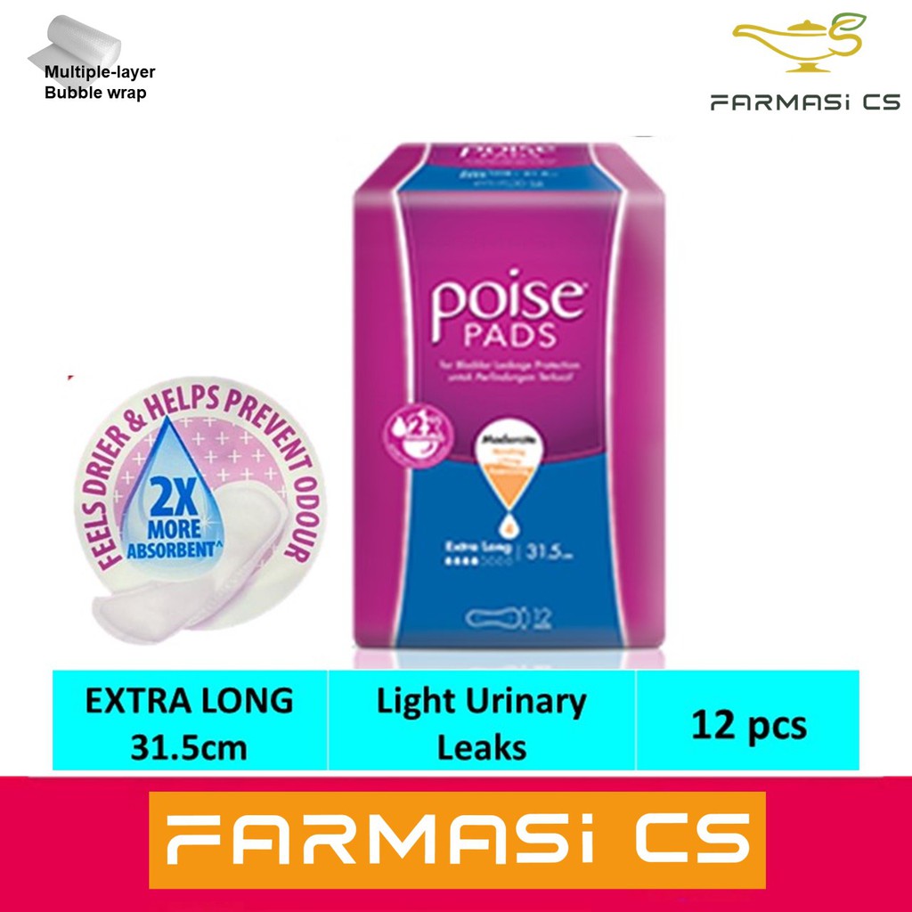 Poise EXTRA LONG Pads For Moderate Bladder Leakage Protection 31.5cm