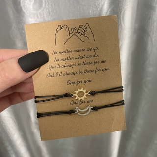 Braided Hand Ropes Minimalist Fashion Jewelry Couple Bracelets Pendants Men Boyfriend Valentine'Day Gifts Alloy Lucky Sun