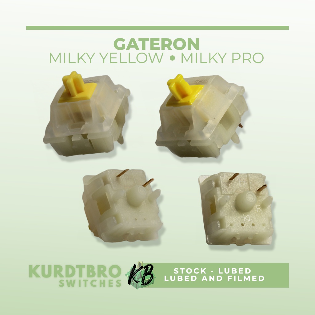 10 PCS Gateron Yellow Milky and Milky PRO Switches 5 Pin (Stock/Lubed