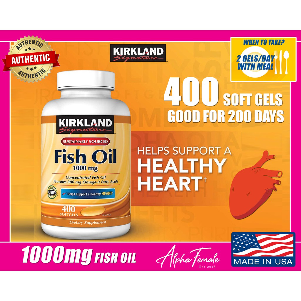 Kirkland Signature Fish Oil 1000mg Omega3 Fatty Acids, 400 Soft Gels
