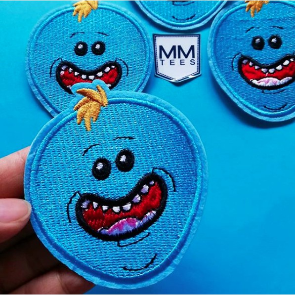 MR MEESEEKS AND DESTROY Cartoons MM Tees mmtees iron on patch iron-on embroidered design shirt sti