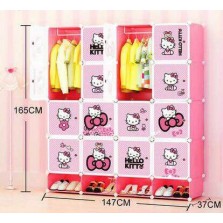 16 Cubes Hello Kitty Diy Wardrobe Cabinet With Shoe Rack Shopee