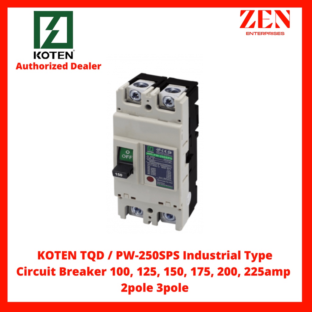 KOTEN TQD PW250SPS Industrial Type Circuit Breaker 100225amp 2P 3P