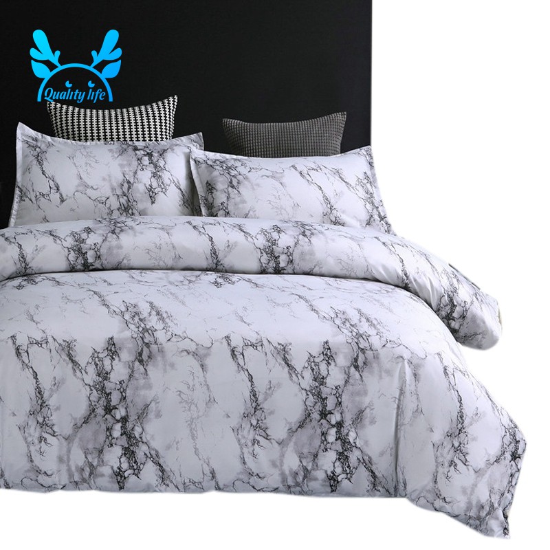 Marble Printed Bedding Set Duvet Cover Pillowcase Size Single