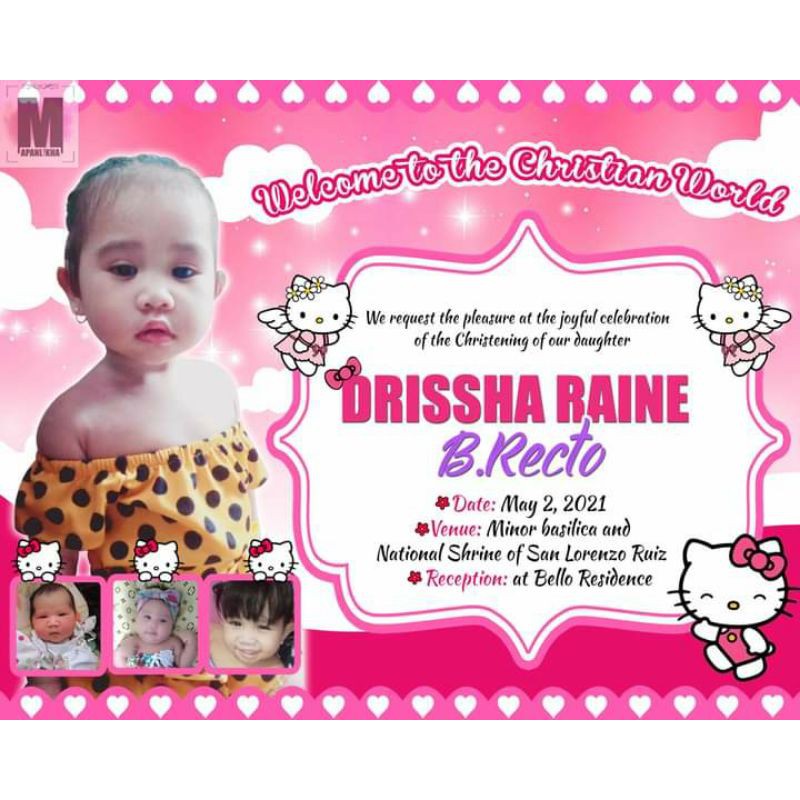 Hello Kitty Christening Invitations