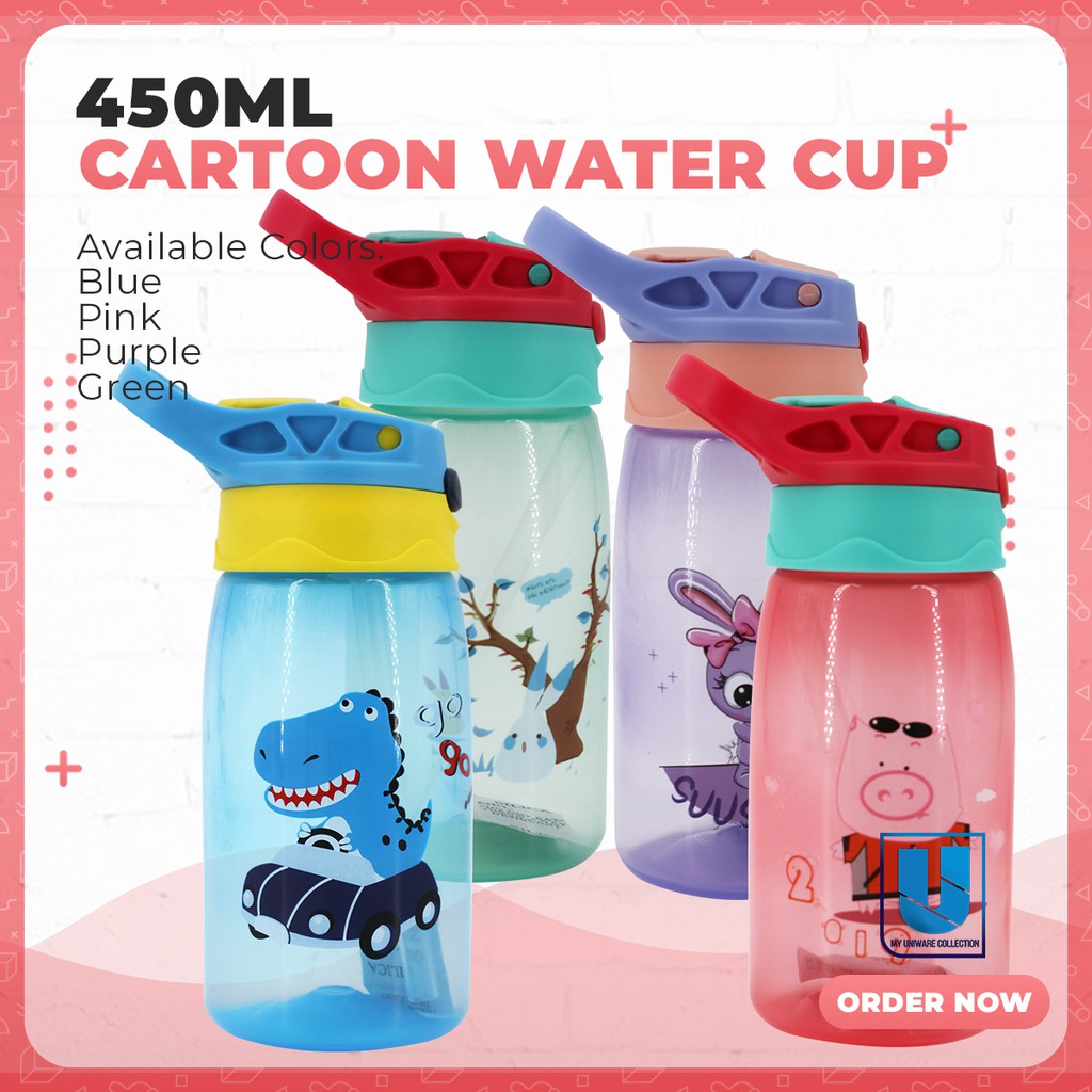 Straw Bottle Tumbler 450ml water cup cute cartoon water cup for baby ...