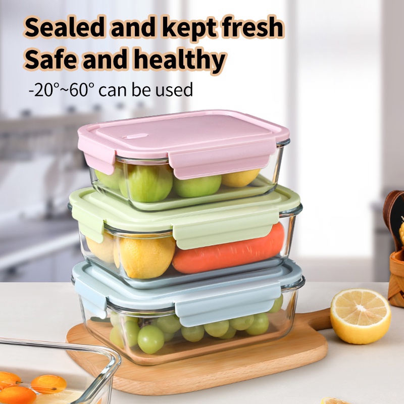 Glass Lunch Box Crisper Storage Airtight Food Keeper Leakproof ...