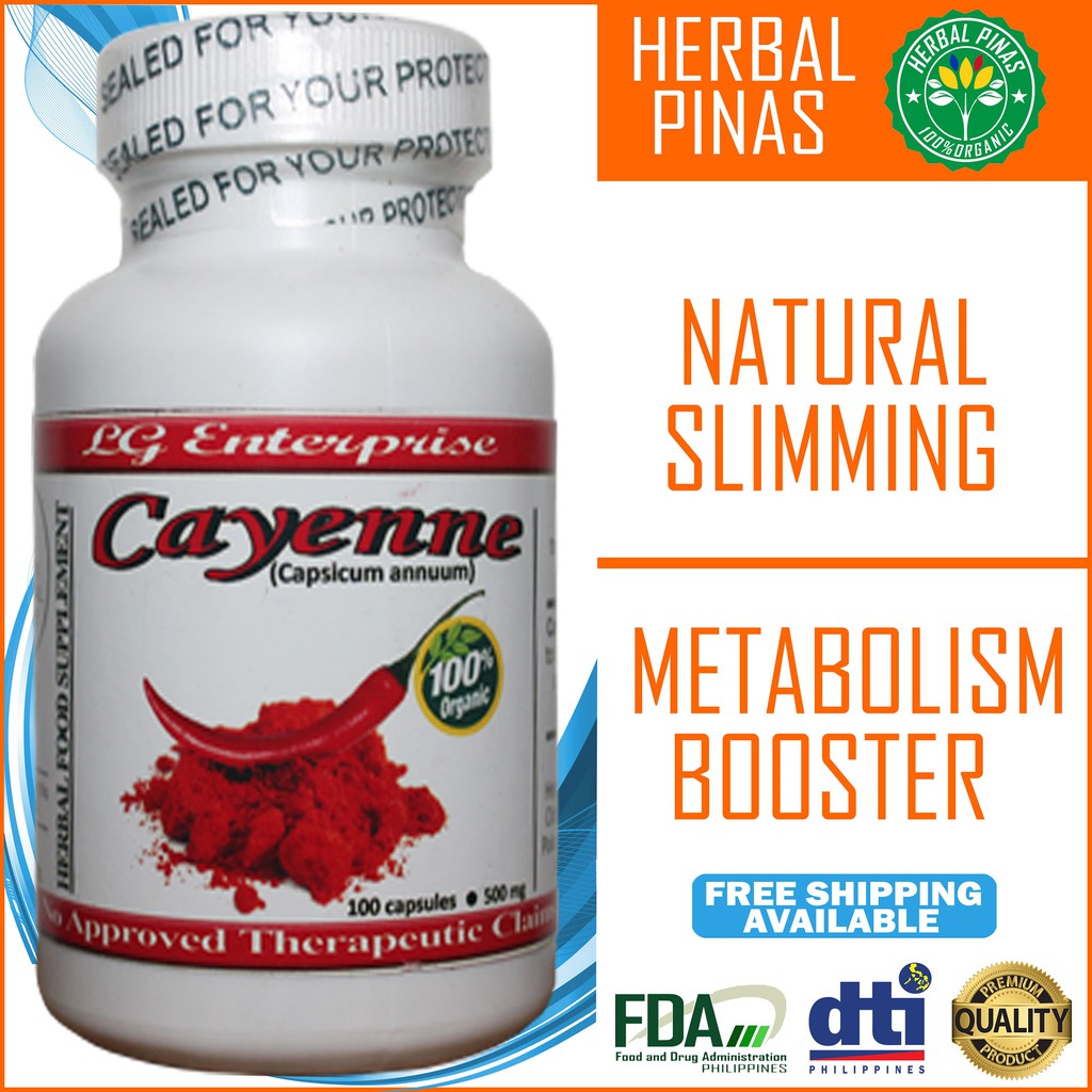 Cayenne Natural Slimming Food Supplement 100 Capsules 500mg Herbal