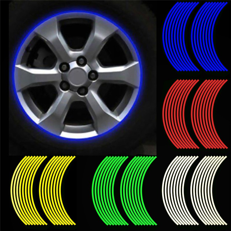 16Pcs StripsMotorcycle Car Rim Stripe Wheel Decal Tape Sticker Lots ...