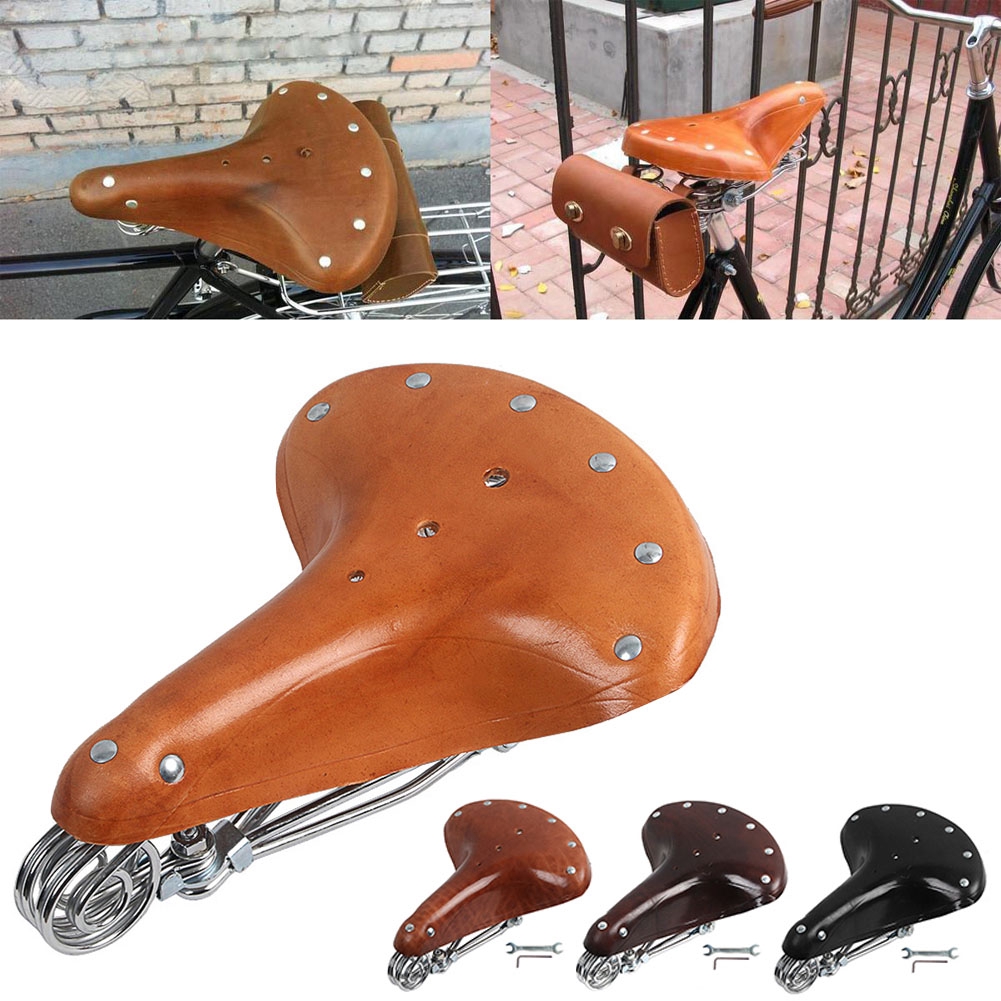 vintage leather bicycle saddle
